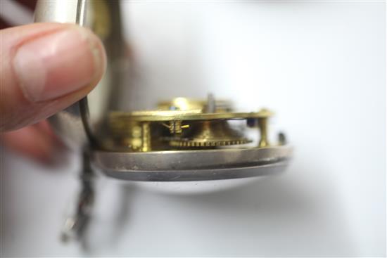 An early Victorian silver pair cased keywind verge pocket watch by J. Hughes, Carnarvon,